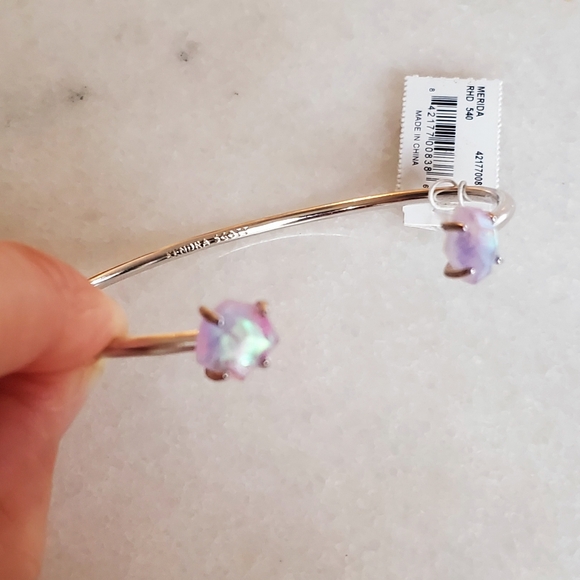KENDRA SCOTT Merida Silver Pinch Cuff Bracelet in Amethyst Dichroic NWT - Picture 3 of 8